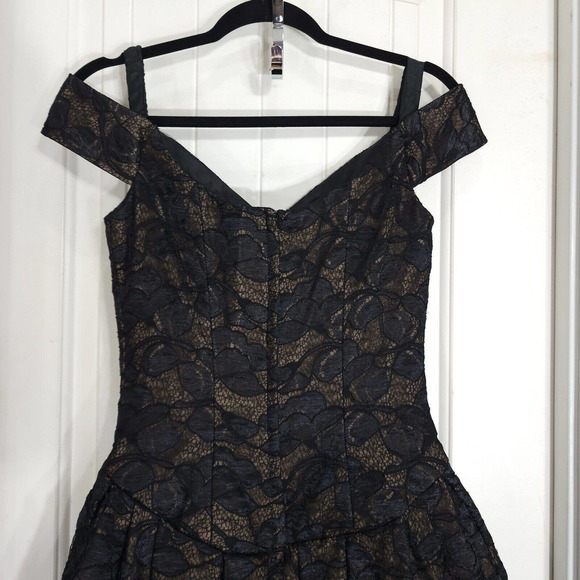 Victor Costa Womens Dress Vtg Black Lace Corset 80s Gothic Prom Puff Gown Size 4 - Picture 10 of 13